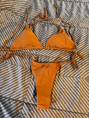 Rust Orange Triangle String Bikini Set